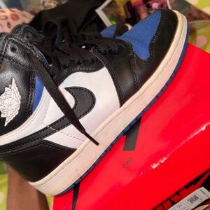 Black and Blue High-Top Sneakers